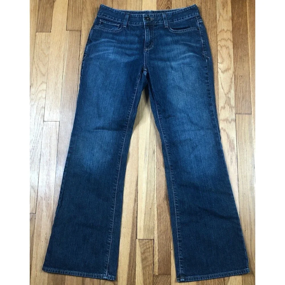 Eddie Bauer Jeans Womens 6‎ Blue Bootcut Dark Wash Denim Cotton Pants 28 x 29